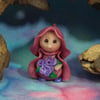 Tiny Garden Gnome 'Rae' with roses OOAK Sculpt by Ann Galvin