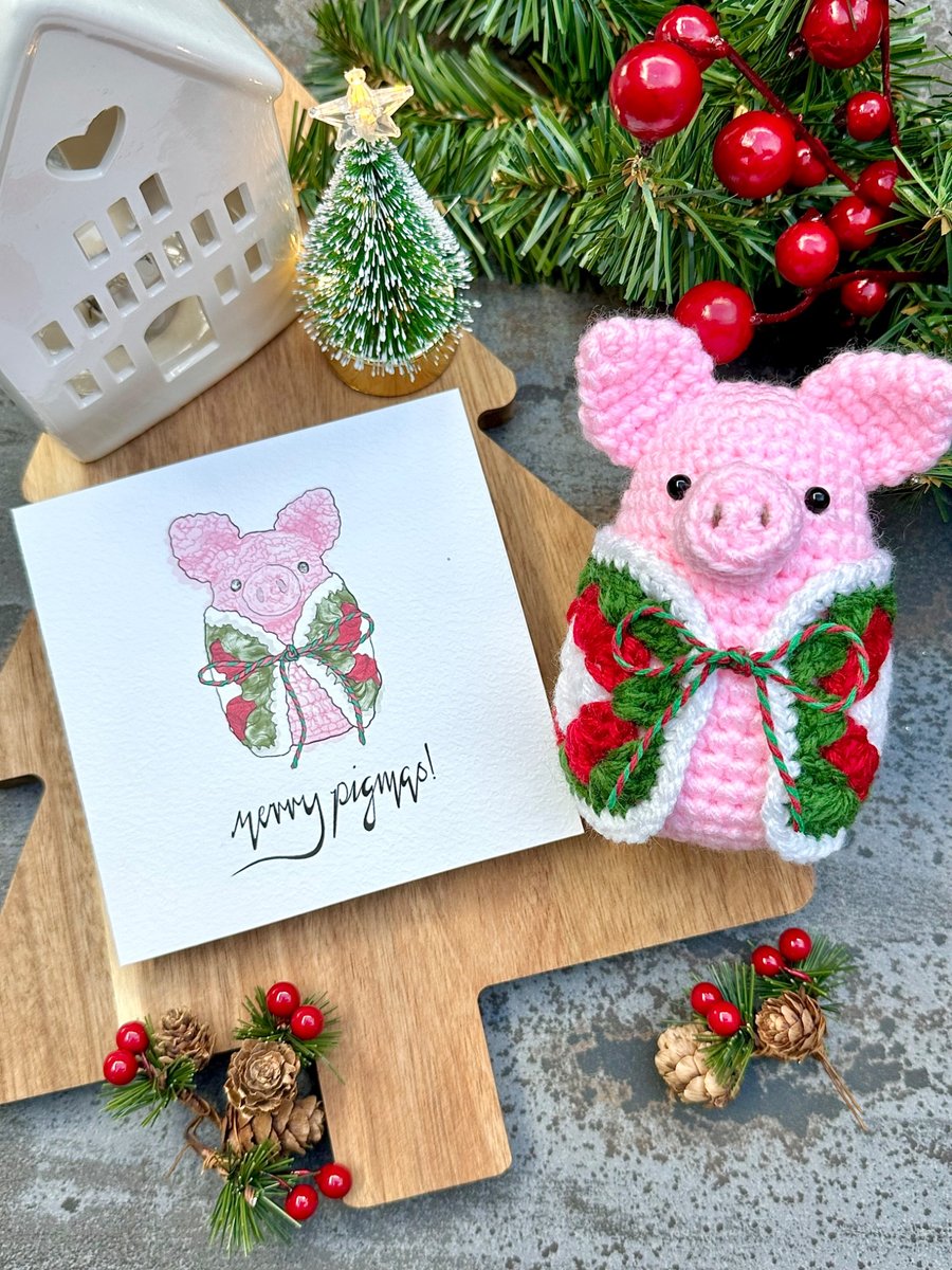 Merry Pigmas! Jolly HollyBerry Greetings Card