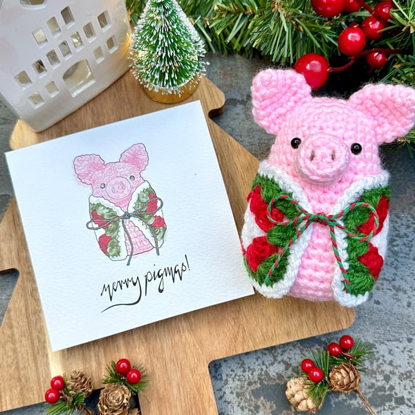 Merry Pigmas! Jolly HollyBerry Greetings Card