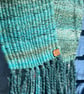 Ocean Hand Woven Scarf in Handspun Yarn - Image 4