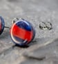 Deep blue and red polymer clay studs 10mm - Image 3
