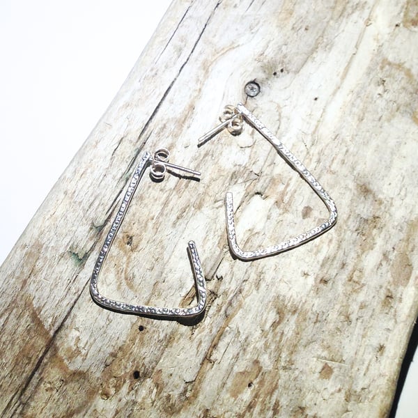 Sterling Silver Triangular Hoop Stud Earrings (ERSSSTTR2) - UK Free Post