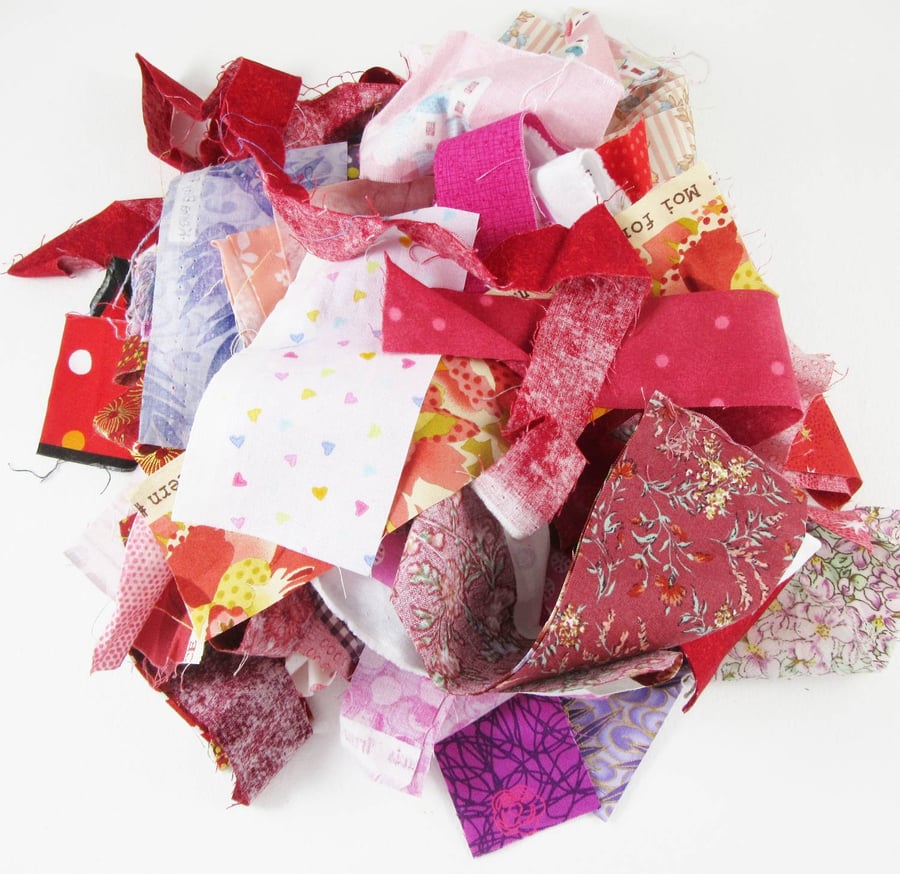 Red Pink Purple Fabric Strips for Patchwork and Crafting