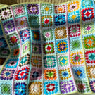 Colourful Crocheted Lap Blanket. Chair or Settee Throw, Top Cover for Small Bed.