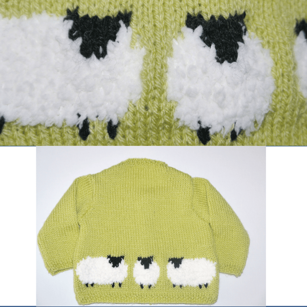 Knitting Pattern for Fluffy Sheep Jacket and Hat for Baby.  Digital Pattern