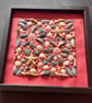 Large Red Square Shaped Seashells Picture Frame