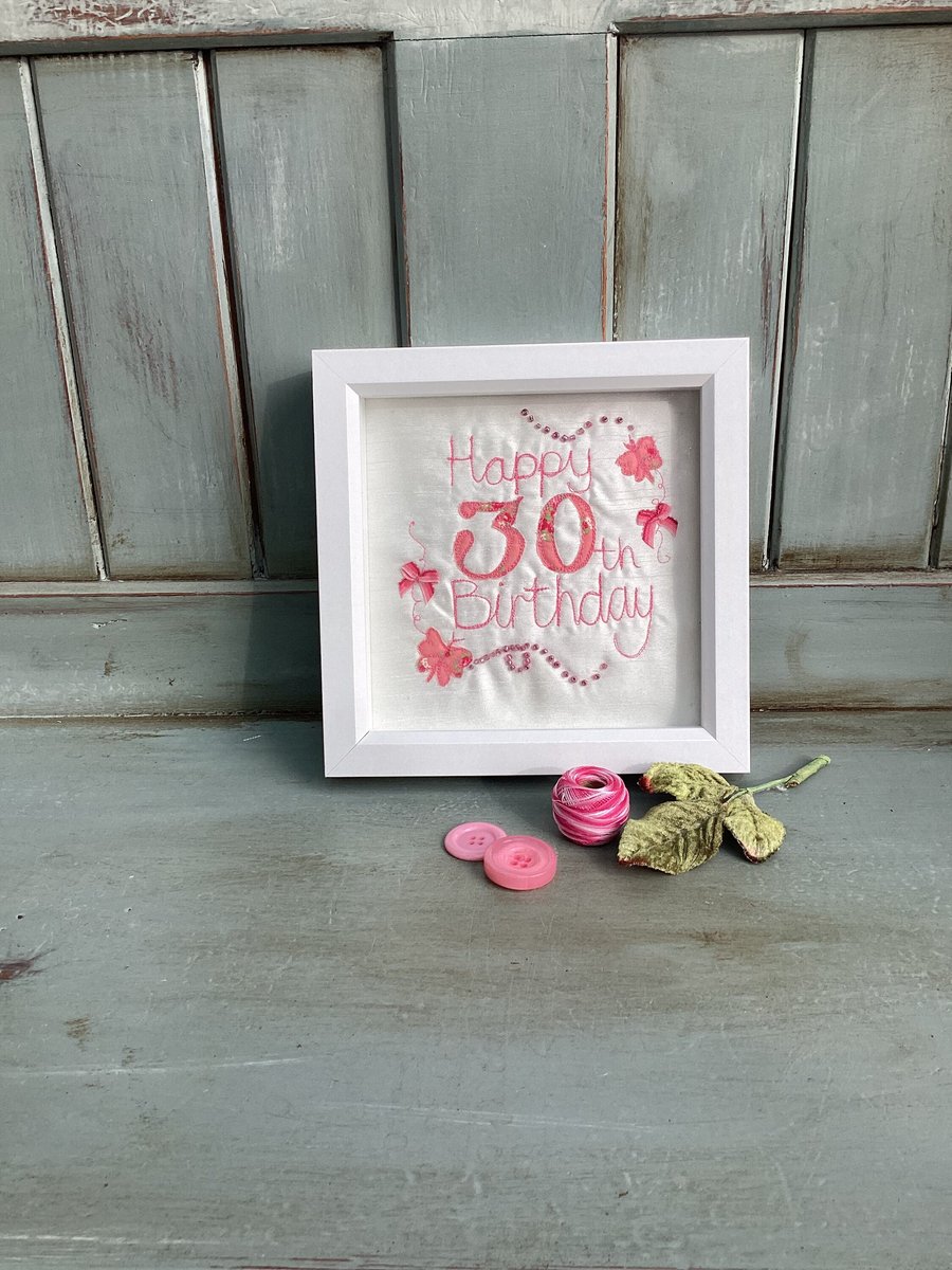 Happy 30th birthday.Embroidered picture