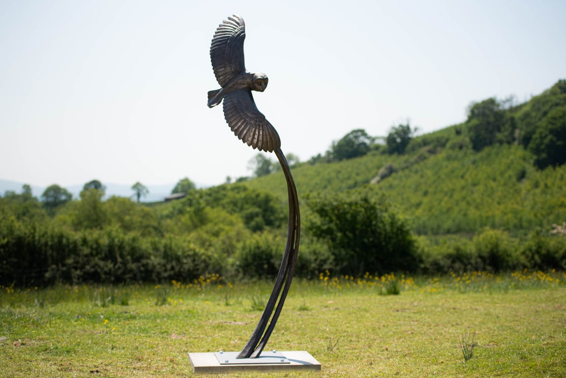 Flying Owl Large Bronze Resin Sculpture