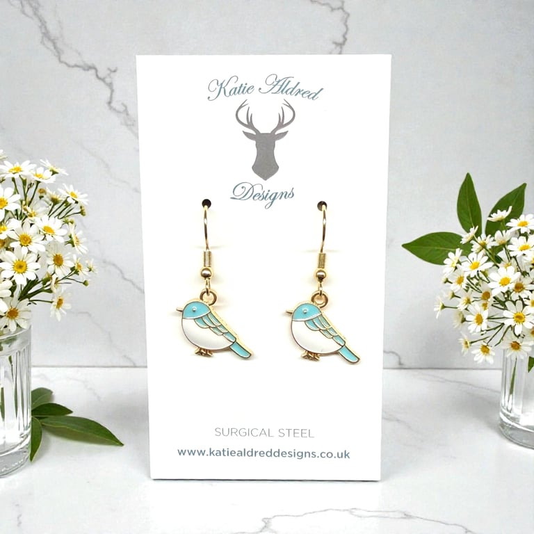 Charm Earrings - Blue Bird