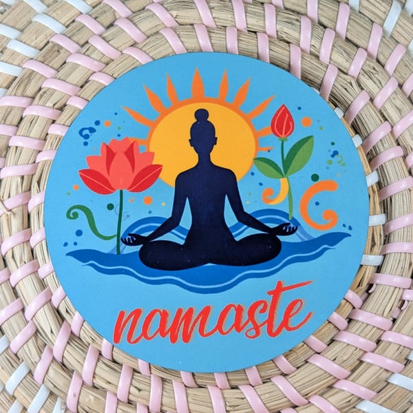 Namaste Yoga Coaster – Yoga Gift – Meditation & Mindfulness Coaster