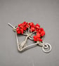 Red Coral Tree of Life Shawl Pin: Silver Plated Copper Hair Slide, - Folksy