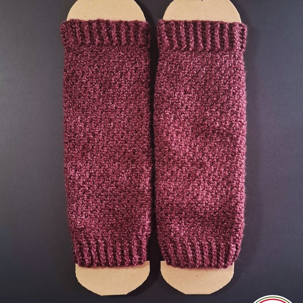 Crochet Leg Warmers. Soft and Cosy. Maroon, Dark Red, Burgundy. The Mossy Nook