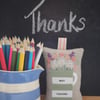 Green 'Best Teacher' stripy hand-embroidered lavender bag