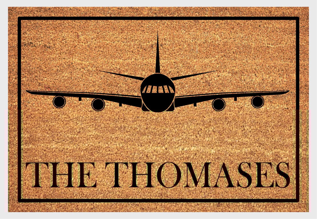 Airplane Door Mat - Personalised Airplane Welcome Mat - 3 Sizes