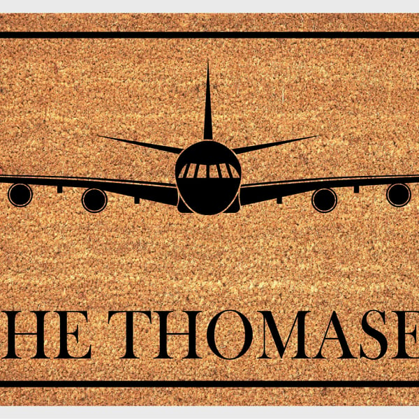 Airplane Door Mat - Personalised Airplane Welcome Mat - 3 Sizes