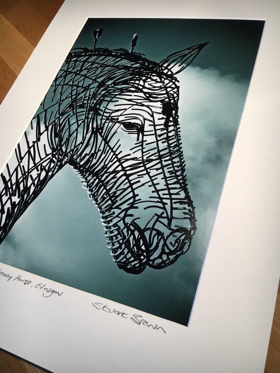 Andy Scott's Heavy Horse (Head Shot) Signed Mounted Print FREE DELIVERY