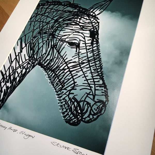 Andy Scott's Heavy Horse (Head Shot) Signed Mounted Print FREE DELIVERY