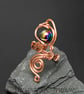 Blue Hematite Copper Ring ,Wire Wrapped Adjustable Ring, Handmade Statement ring - Image 5