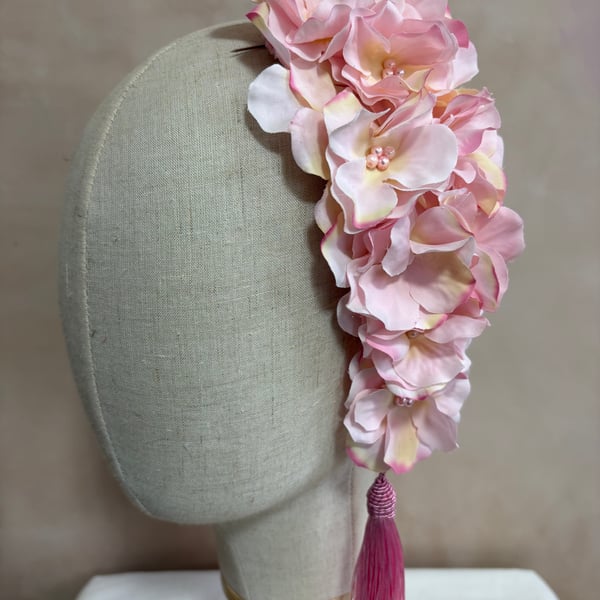 Teardrop Hand Beaded Hair Clip In Pink