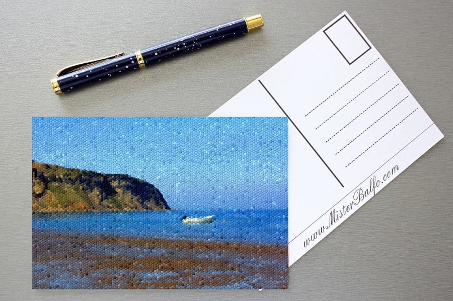 'Floating Alone' Set of 2 Digital Art Mosaic Postcards