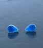 Enamel studs, blue enamel studs, teardrop studs, enamel, silver studs, blue,  - Image 4