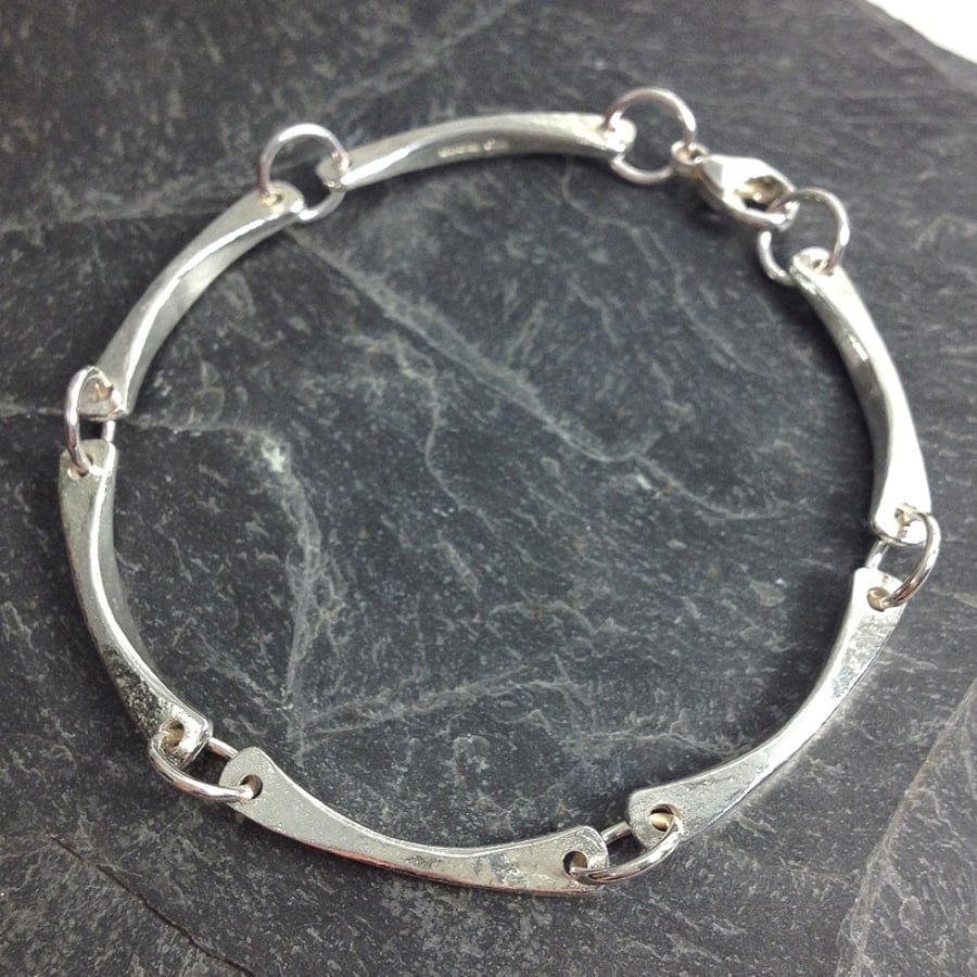 Sterling silver forged link bracelet