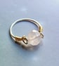 Rose Quartz Gemstone Sterling Silver Ring - January Birthstone, UK Size L, Gold