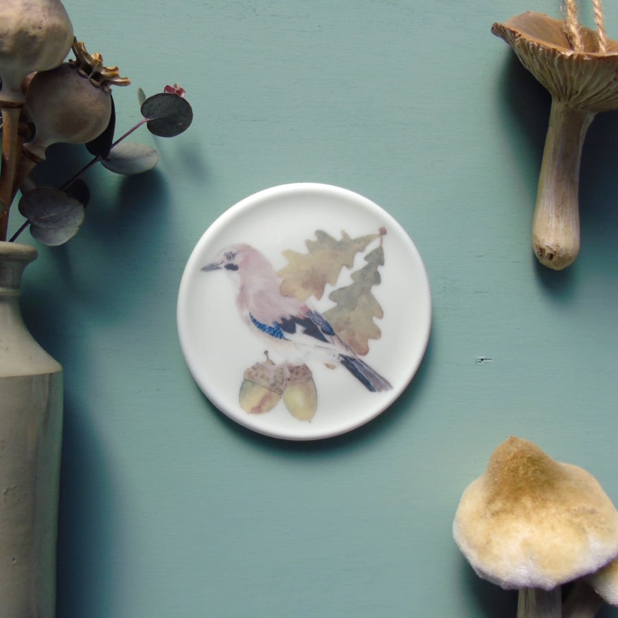 Jay and Acorn British Bird mini wall plate 