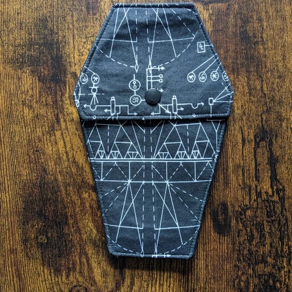 Geometric Occult Coffin Case – Gothic Stationery Pouch & Glasses Holder – Celest