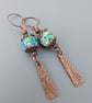 Handmade Copper and Ocean Spray Lampwork Earrings - Image 3