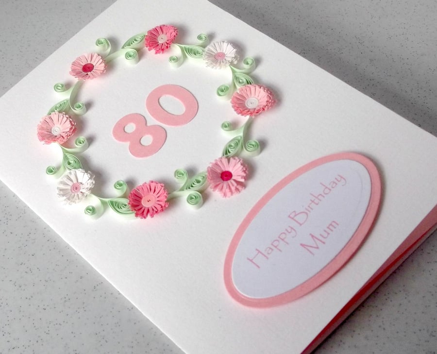 80th birthday card, personalised with your message
