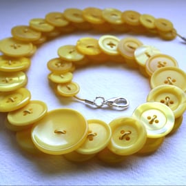 Canary Yellow Button Necklace FREE UK SHIPPING