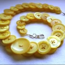 Canary Yellow Button Necklace FREE UK SHIPPING