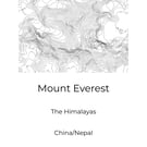 Mount Everest Minimalistic Topographic Map Wall Art