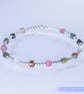 Sterling Silver and Multi Tourmaline stretch bracelet AA grade gemstones - Image 2