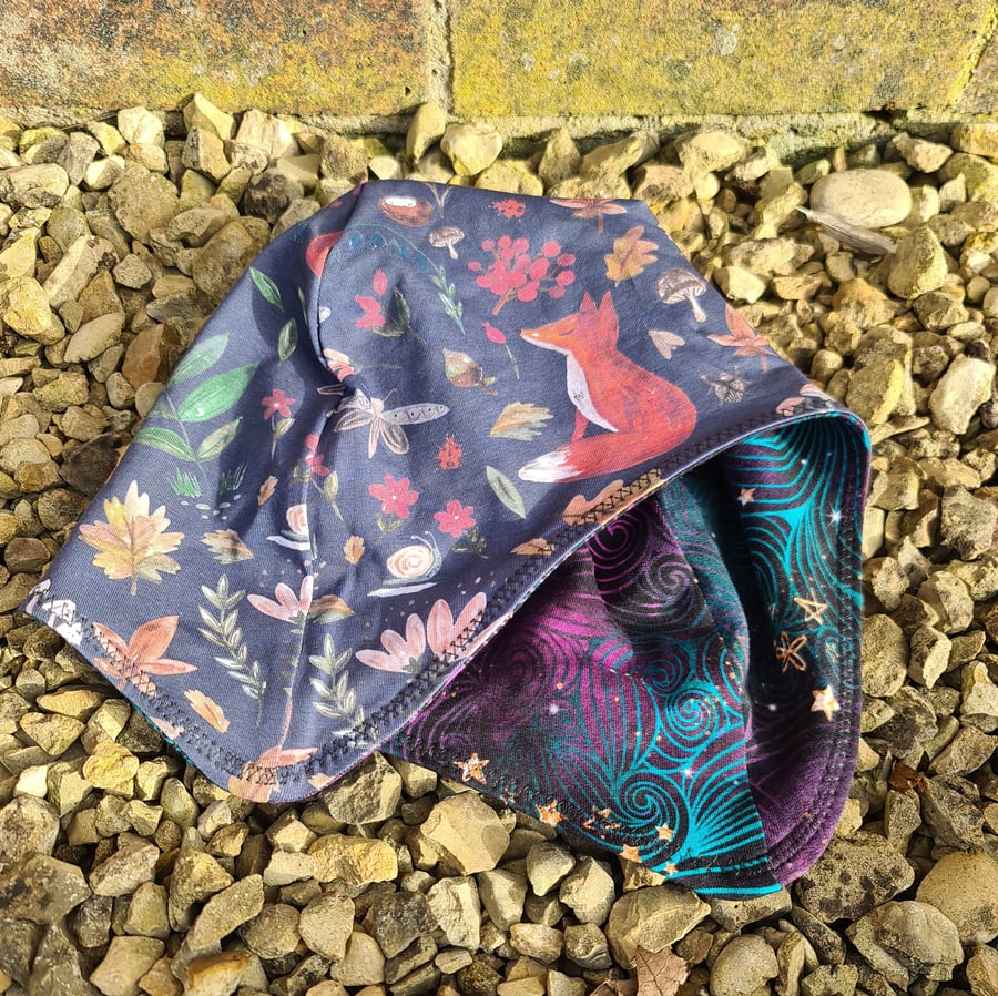 Reversable Bike Helmet Hat Adult L - Galaxy & Autumn Fox