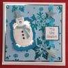 Snowman Christmas Card 'Tis the Season Xmas 3D Luxury Handmade