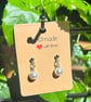 Handmade Silver-Tone Stud Earrings with Pearl-Look Bead Droplets