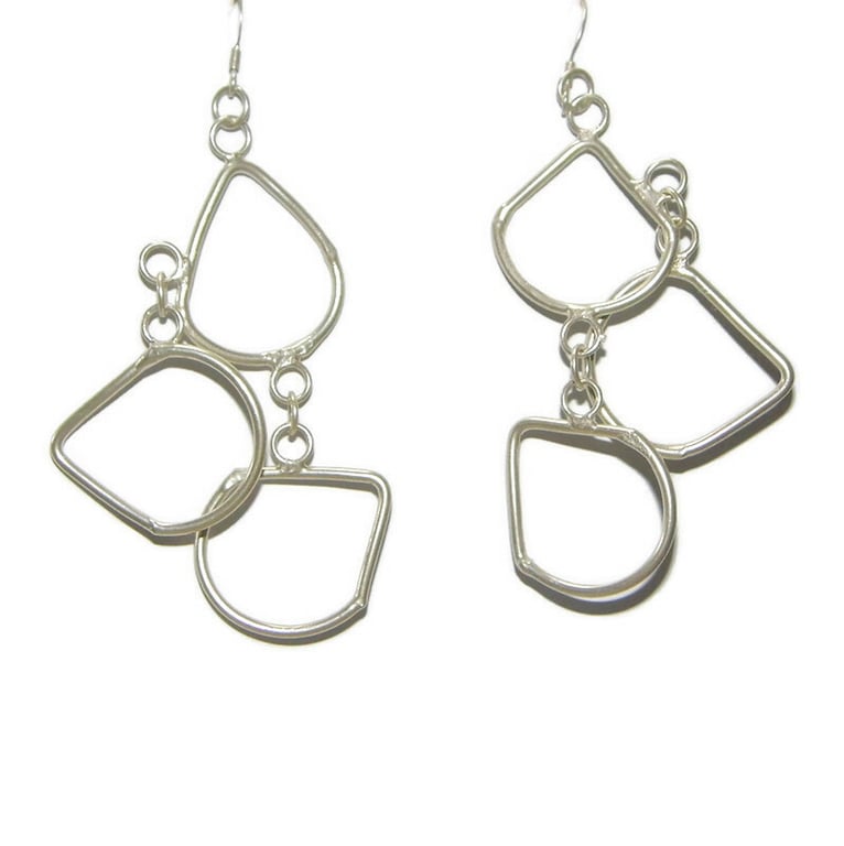 Handmade Sterling Silver Pear Geometric Silver Drop Earrings – Elegant & Unique 