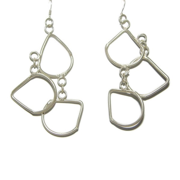 Handmade Sterling Silver Pear Geometric Silver Drop Earrings – Elegant & Unique 