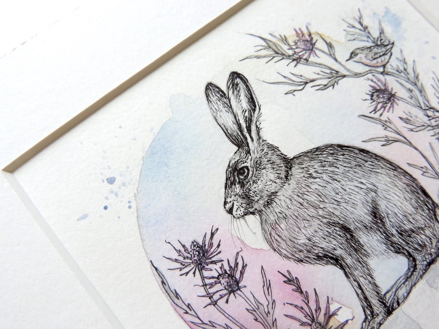 Original Watercolour Hare Painting Illustration