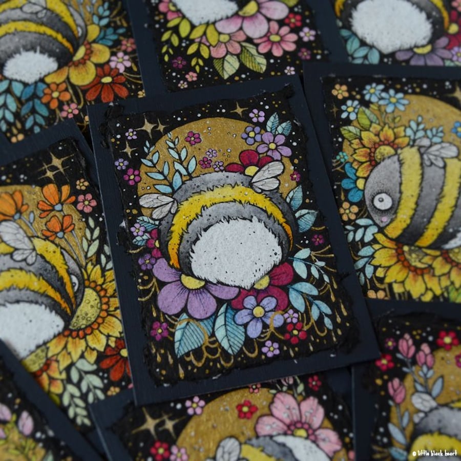 big fat bumblebee - original aceo illustration