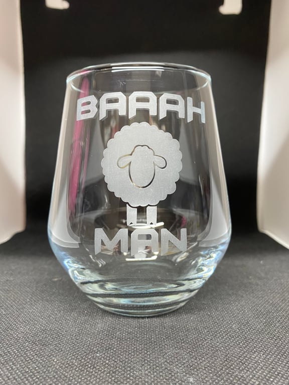 Hand Etched Glass, Baaah Man