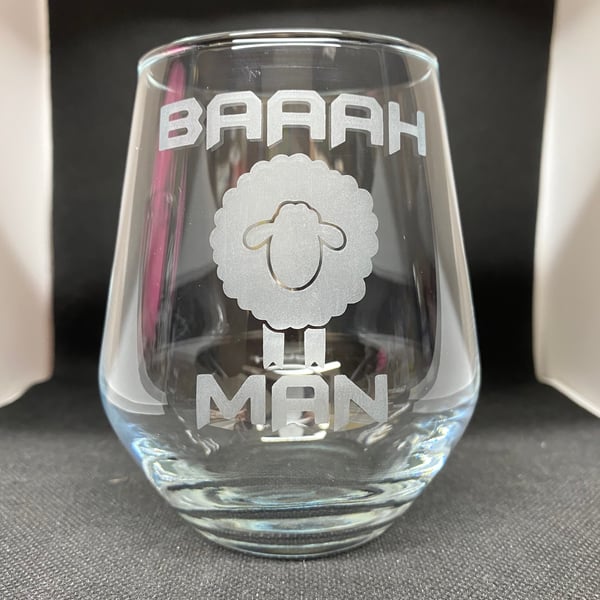 Hand Etched Glass, Baaah Man