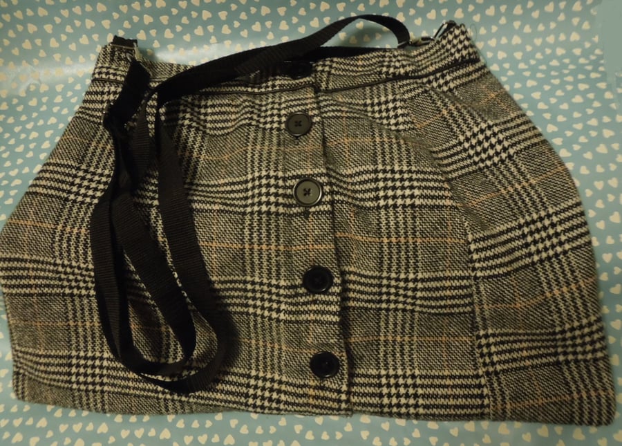 Black and White check-Tartan Skirt bag