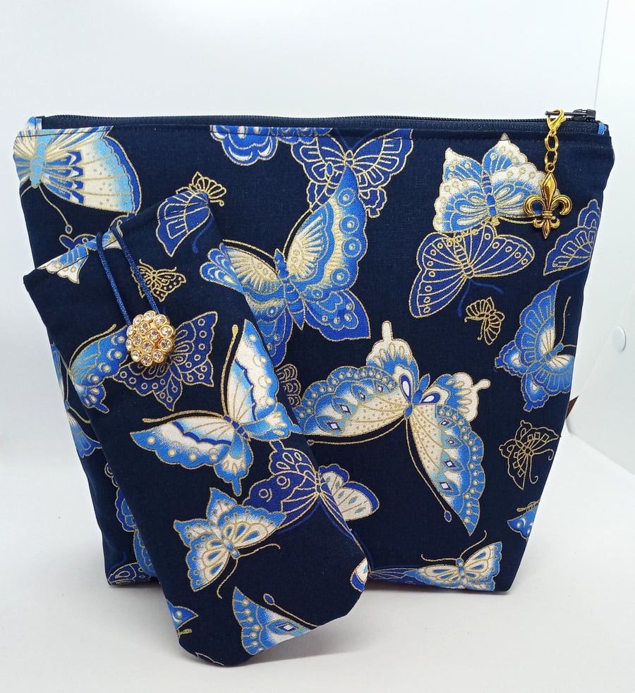 Butterfly cosmetic bag and glasses case 305H
