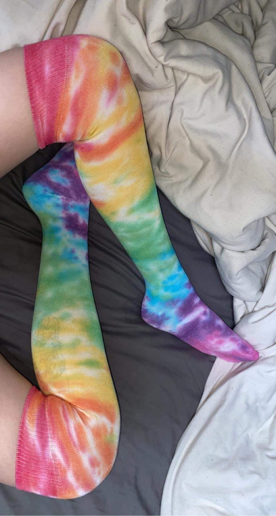Thigh high tie dye socks 