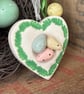Pottery heart decoration with little eggs in a nest - Image 2