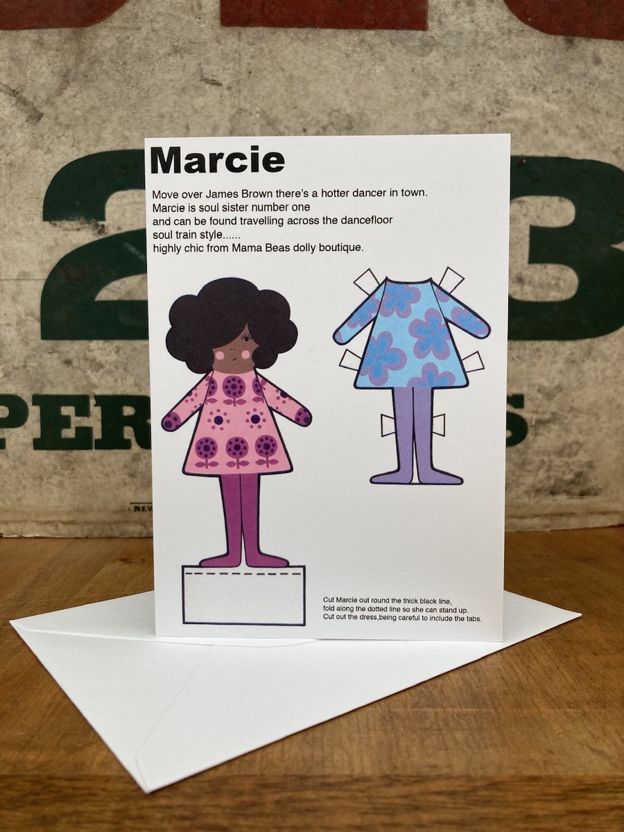 Marcie the Paper Doll Blank Greetings Card 