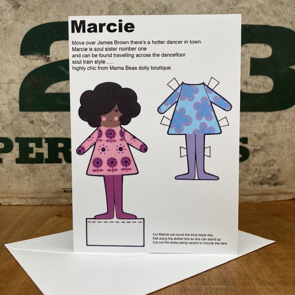 Marcie the Paper Doll Blank Greetings Card 